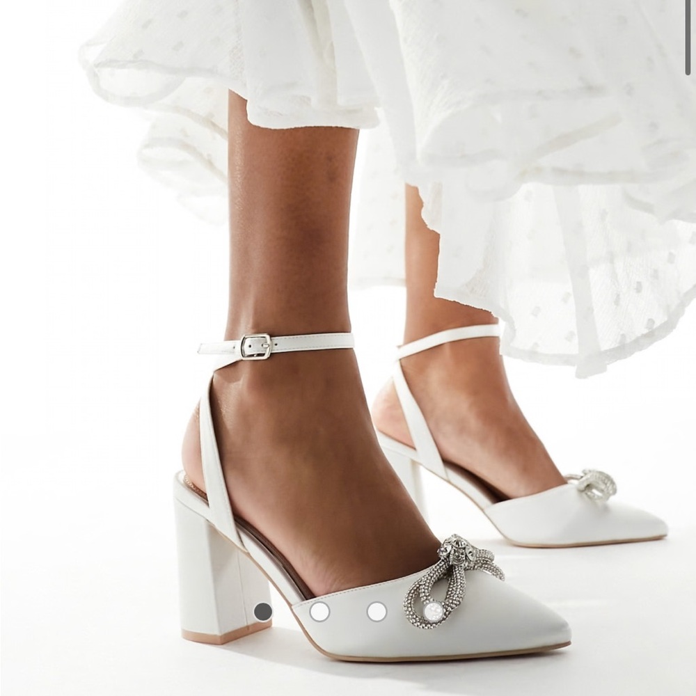 Be Mine Bridal Bow mid heel shoes ivory